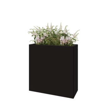 Steel planter - Rectangle - 80 x 30 x 80 cm - RAL9005 matt (black) - With bottom plate
