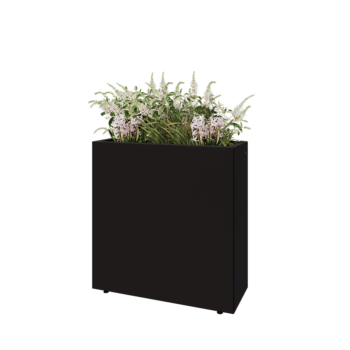 Steel planter - Rectangle - 80 x 30 x 80 cm - RAL9005 matt (black) - With bottom plate - With legs