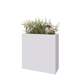 Steel planter - Rectangle - 80 x 30 x 80 cm - RAL9005 matt (white) - With bottom plate