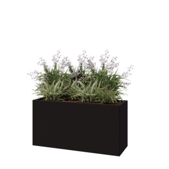 Steel planter - Rectangle - 120 x 40 x 60 cm - RAL9005 matt (black) - Without bottom plate