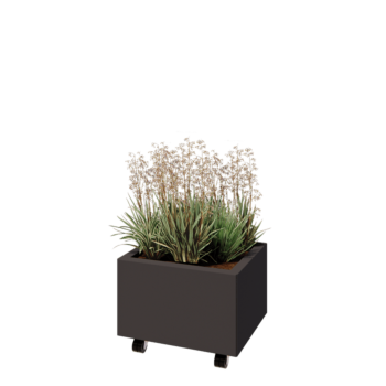 Steel planter - Rectangle - 50 x 40 x 30 cm - Other RAL colour - With bottom plate - With wheels