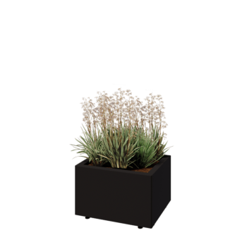 Steel planter - Rectangle - 50 x 40 x 30 cm - RAL9005 matt (black) - With bottom plate - With legs