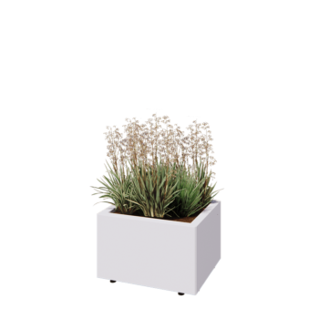 Steel planter - Rectangle - 50 x 40 x 30 cm - RAL9005 matt (white) - With bottom plate - With legs