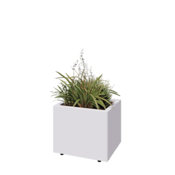Steel planter - Rectangle - 50 x 40 x 40 cm - RAL9005 matt (white) - With bottom plate - With legs