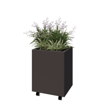 Steel planter - Rectangle - 50 x 40 x 60 cm - Other RAL colour - With bottom plate - With wheels