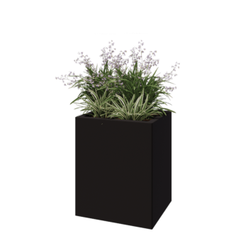 Steel planter - Rectangle - 50 x 40 x 60 cm - RAL9005 matt (black) - With bottom plate