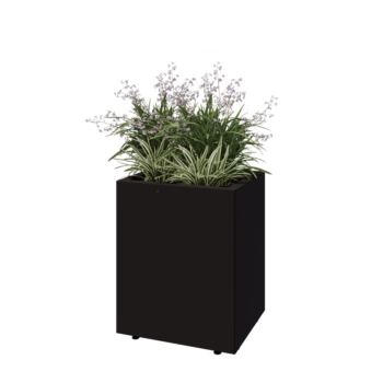 Steel planter - Rectangle - 50 x 40 x 60 cm - RAL9005 matt (black) - With bottom plate - With legs