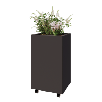 Steel planter - Rectangle - 50 x 40 x 80 cm - Other RAL colour - With bottom plate - With wheels