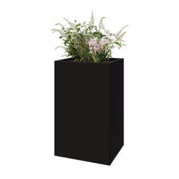 Steel planter - Rectangle - 50 x 40 x 80 cm - RAL9005 matt (black) - With bottom plate