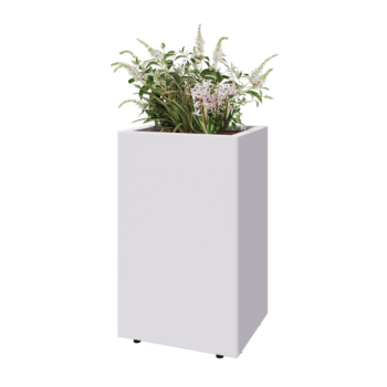Steel planter - Rectangle - 50 x 40 x 80 cm - RAL9005 matt (white) - With bottom plate - With legs