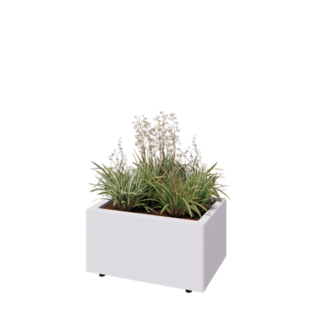 Steel planter - Rectangle - 60 x 40 x 30 cm - RAL9005 matt (white) - With bottom plate - With legs