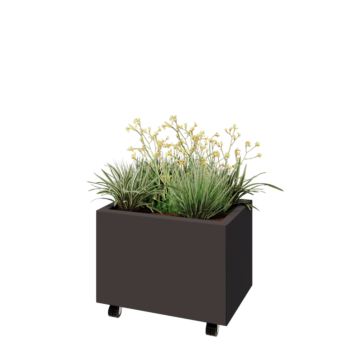 Steel planter - Rectangle - 60 x 40 x 40 cm - RAL7016 matt (anthracite grey) - With bottom plate - With wheels