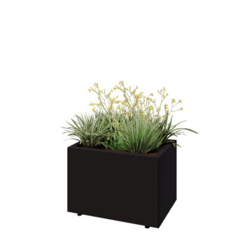 Steel planter - Rectangle - 60 x 40 x 40 cm - RAL9005 matt (black) - With bottom plate - With legs