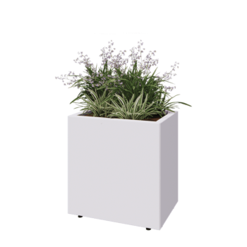 Steel planter - Rectangle - 60 x 40 x 60 cm - RAL9005 matt (white) - With bottom plate - With legs