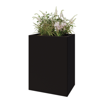 Steel planter - Rectangle - 60 x 40 x 80 cm - RAL9005 matt (black) - With bottom plate