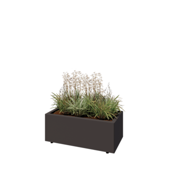 Steel planter - Rectangle - 80 x 40 x 30 cm - RAL7016 matt (anthracite grey) - With bottom plate - With legs