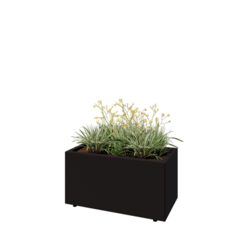 Steel planter - Rectangle - 80 x 40 x 40 cm - RAL9005 matt (black) - With bottom plate - With legs