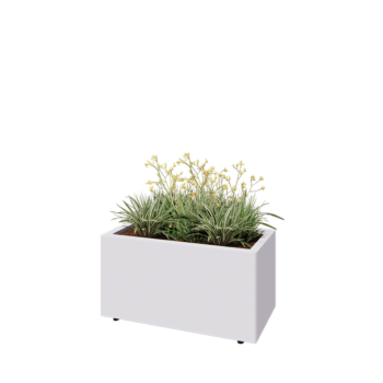 Steel planter - Rectangle - 80 x 40 x 40 cm - RAL9005 matt (white) - With bottom plate - With legs