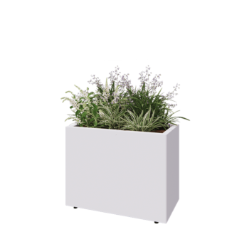 Steel planter - Rectangle - 80 x 40 x 60 cm - RAL9005 matt (white) - With bottom plate - With legs