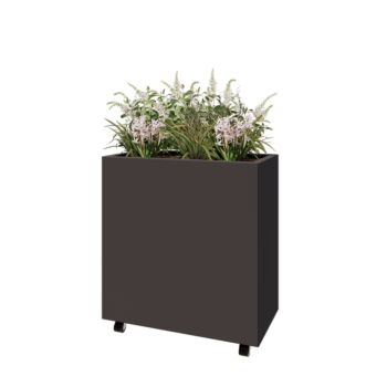 Steel planter - Rectangle - 80 x 40 x 80 cm - RAL7016 matt (anthracite grey) - With bottom plate - With wheels
