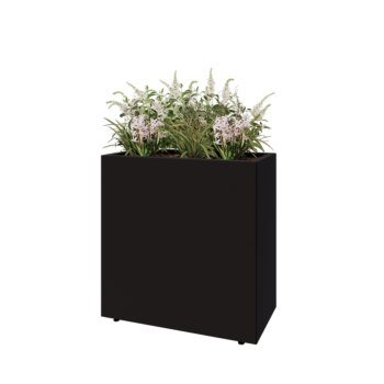 Steel planter - Rectangle - 80 x 40 x 80 cm - RAL9005 matt (black) - With bottom plate - With legs