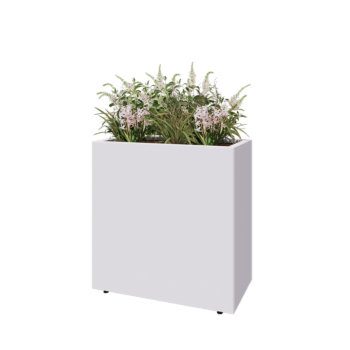 Steel planter - Rectangle - 80 x 40 x 80 cm - RAL9005 matt (white) - With bottom plate - With legs