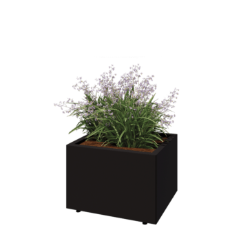 Steel planter - Rectangle - 60 x 50 x 40 cm - RAL9005 matt (black) - With bottom plate - With legs