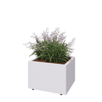 Steel planter - Rectangle - 60 x 50 x 40 cm - RAL9005 matt (white) - With bottom plate - With legs