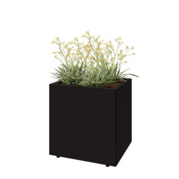Steel planter - Rectangle - 60 x 50 x 60 cm - RAL9005 matt (black) - With bottom plate - With legs