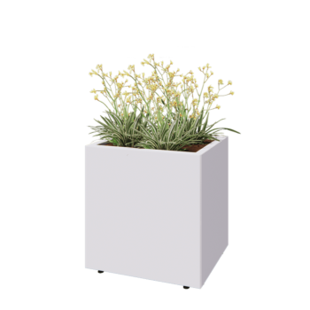 Steel planter - Rectangle - 60 x 50 x 60 cm - RAL9005 matt (white) - With bottom plate - With legs