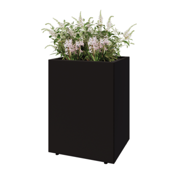 Steel planter - Rectangle - 60 x 50 x 80 cm - RAL9005 matt (black) - With bottom plate - With legs