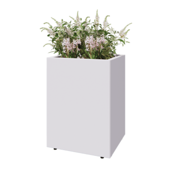 Steel planter - Rectangle - 60 x 50 x 80 cm - RAL9005 matt (white) - With bottom plate - With legs