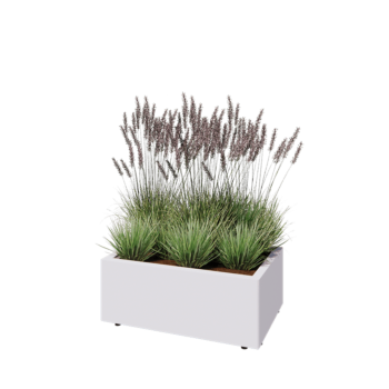 Steel planter - Rectangle - 80 x 50 x 30 cm - RAL9005 matt (white) - With bottom plate - With legs