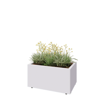 Steel planter - Rectangle - 80 x 50 x 40 cm - RAL9005 matt (white) - With bottom plate - With legs