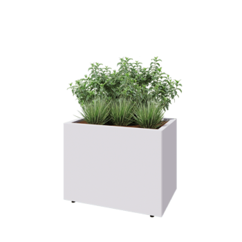 Steel planter - Rectangle - 80 x 50 x 60 cm - RAL9005 matt (white) - With bottom plate - With legs