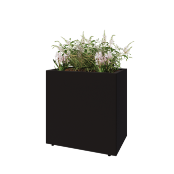 Steel planter - Rectangle - 80 x 50 x 80 cm - RAL9005 matt (black) - With bottom plate - With legs