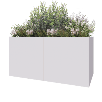 Steel planter XXL - Rectangle - 200 x 100 x 100 cm - RAL9005 matt (white) - Without bottom plate