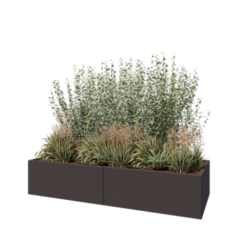 Steel planter XXL - Rectangle - 200 x 80 x 40 cm - RAL7016 matt (anthracite grey) - With bottom plate