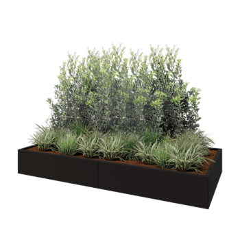 Steel planter XXL - Rectangle - 240 x 100 x 30 cm - RAL9005 matt (black) - With bottom plate