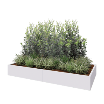 Steel planter XXL - Rectangle - 240 x 100 x 30 cm - RAL9005 matt (white) - With bottom plate