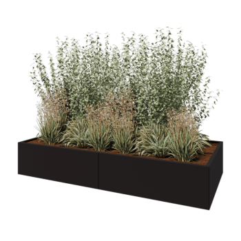 Steel planter XXL - Rectangle - 240 x 100 x 40 cm - RAL9005 matt (black) - With bottom plate