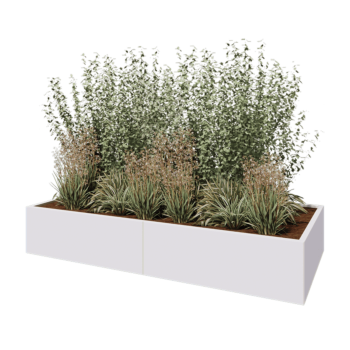 Steel planter XXL - Rectangle - 240 x 100 x 40 cm - RAL9005 matt (white) - With bottom plate