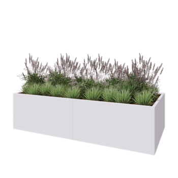 Steel planter XXL - Rectangle - 240 x 100 x 60 cm - RAL9005 matt (white) - Without bottom plate