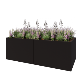 Steel planter XXL - Rectangle - 240 x 100 x 80 cm - RAL9005 matt (black) - Without bottom plate