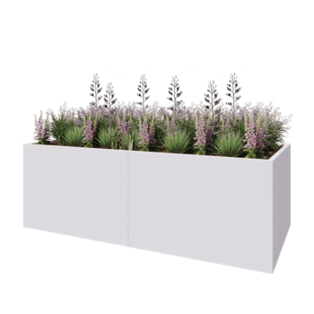 Steel planter XXL - Rectangle - 240 x 100 x 80 cm - RAL9005 matt (white) - With bottom plate