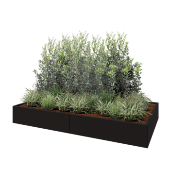 Steel planter XXL - Rectangle - 240 x 120 x 30 cm - RAL9005 matt (black) - With bottom plate