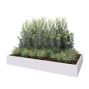 Steel planter XXL - Rectangle - 240 x 120 x 30 cm - RAL9005 matt (white) - With bottom plate