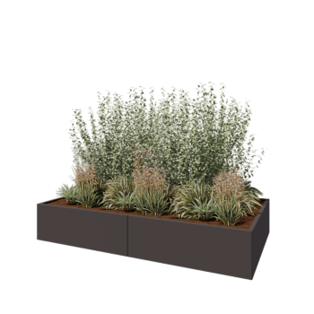 Steel planter XXL - Rectangle - 240 x 120 x 40 cm - RAL7016 matt (anthracite grey) - With bottom plate