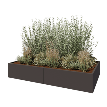 Steel planter XXL - Rectangle - 240 x 120 x 40 cm - Other RAL colour - With bottom plate