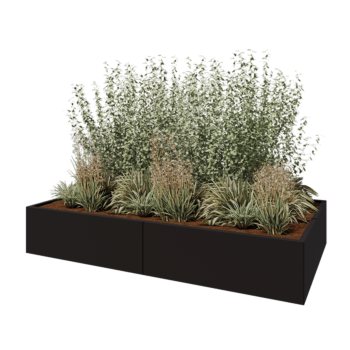 Steel planter XXL - Rectangle - 240 x 120 x 40 cm - RAL9005 matt (black) - Without bottom plate